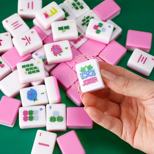 Soulchen Kaleidoscope Mahjong Tile Set 160 Mahjong Tiles 1.2'' Pink American Mahjongs Tile Set with Mahjongs Bag (Bamboo) - style: Bamboo