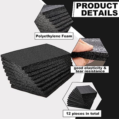 Frienda 12 Pcs 12" x 8" x 0.5" Polyethylene Foam Sheet Thick Black Packing Foam Padding Customizable PE Board Cushion Inserts for Cases Craft Shipping Moving DIY Projects Toolbox Storage - size: 12 x 8 x 0.5 inches