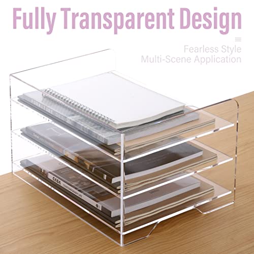 SANRUI Acrylic Paper Organizer Letter Tray for Desk, 3 Tier Enlarged File Sorter,Clear File Holder Desktop Shelf Document Storage for School Office Home - style: Enlarged 3 Tier File Tray Holder