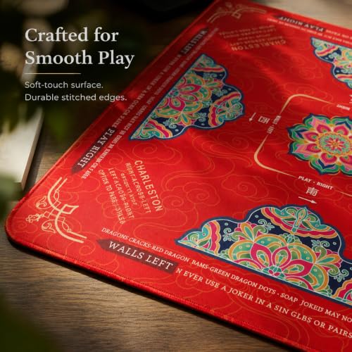 Non-Slip 31.5x31.5in Noise Reducing Mahjong Mat, Brocade Splendor | Waterproof Foldable Game Table Pad for Mahjong, Poker, Cards, Board Games & Dominoes - style: Brocade Splendor