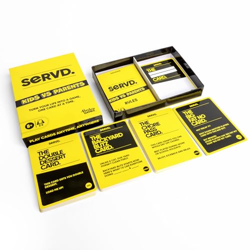 Hasbro SERVD Kids vs Parents Edition Game – Hilarious Real-Life Family Card Game for Kids, Teens, Adults – Fun Challenges – 2-6 Players – Ages 8+ - style: Kids vs Parents