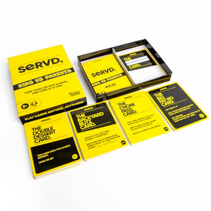 Hasbro SERVD Kids vs Parents Edition Game – Hilarious Real-Life Family Card Game for Kids, Teens, Adults – Fun Challenges – 2-6 Players – Ages 8+ - style: Kids vs Parents