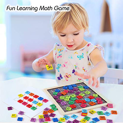 Wooden Montessori Math Counting Hundred Board Toys | 1-100 Consecutive Numbers Learning & Educational Game Toy for Kids Toddlers 3 year old with Storage Bag