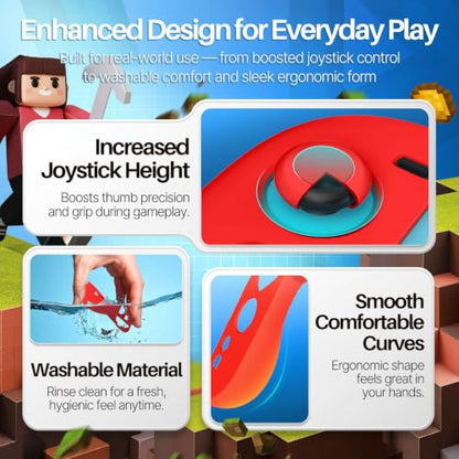 TNP JoyCon 2 Case Cover for Nintendo Switch 2 2025 - Soft Anti-Slip Silicone Protective Skin with Thumb Grip Caps Compatible with Nintendo Switch 2 Joy-Con 2 Controllers, 2 Pack (Red+Light Blue) - color: Red+Light Blue