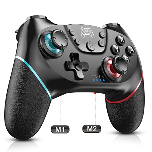 Diswoe Switch Controller, Wireless Pro Controller for Switch 2/Switch/Switch Lite/Switch OLED, Switch Remote Gamepad with Joystick, Adjustable Turbo Vibration with Programmable Function - color: Black+BF