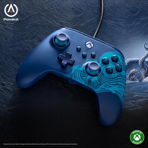 PowerA Advantage Wired Controller for Xbox Series X|S - Blue Wave, gamepad, hall effect thumbsticks, gaming controller, USB-C, Works with Xbox One, Officially Licensed - style: Blue Wave