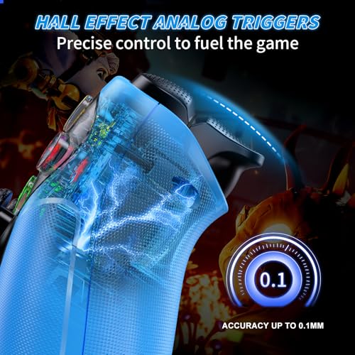 Dinosoo RGB Wireless Controller for PS5/PC - Bluetooth Gamepad with Turbo, Macro, Dual Vibration, 6-Axis Motion, 3.5mm Audio Jack, Built-in Speaker & 1000mAh Battery for PlayStation 5 - color: Blue