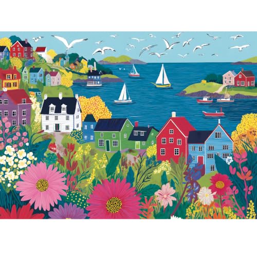 300 Piece Puzzles for Adults Kid,Large Piece Seaside Harbor Sailboat Puzzle