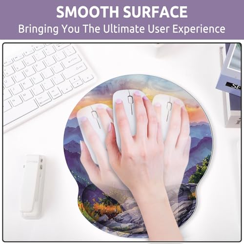 KONVINIT Ergonomic Mouse Pad with Wrist Rest, Small Mousepad with Non-Slip Rubber Base and Smooth Surface, Beach Mouse Pads for Desk, Office Desk Accessories - color: Painting