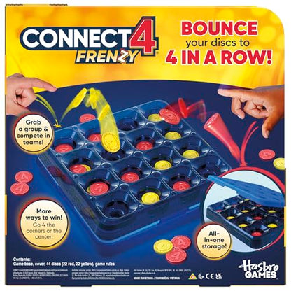 Connect 4 Frenzy Game | Bounce Discs 4 The Win | Family Party Games for Kids, Teens, and Adults | Ages 8+ | 2 to 6 Players | 10 Mins. | Portable Games