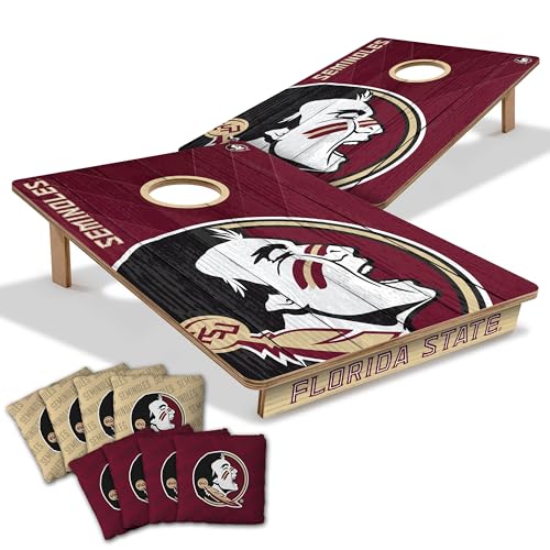 YouTheFan NCAA 2’ x 3’ Wood Cornhole Game with Logo Bags - color: Florida State Seminoles