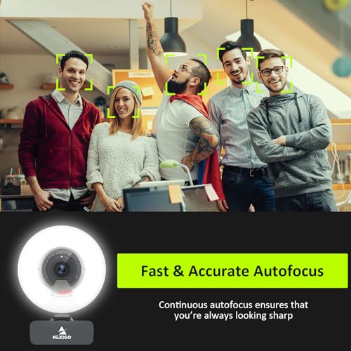 NexiGo N960E 1080P 60FPS Webcam with Light, Software Included, Fast AutoFocus, Built-in Privacy Cover, USB Web Camera, Dual Stereo Microphone, for Zoom Meeting Skype Teams Twitch - style: Webcam with Light