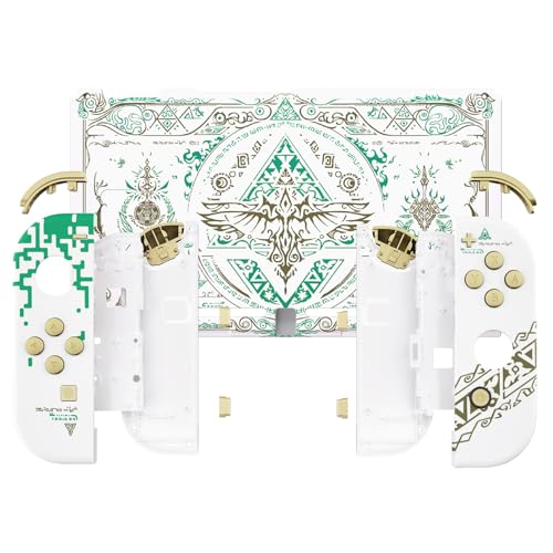eXtremeRate DIY Replacement Shell Buttons for Nintendo Switch, Back Plate for Switch Console, Housing with Full Set Buttons for Joycon Handheld Controller - Glow in Dark - Totem of Kingdom White - color: Glow in Dark - Totem of Kingdom White