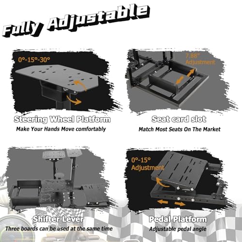 Dardoo Flighting Simulator Cockpit Multifunctional Fit for HOTAS Warthog, for Logitech G923, for Thrustmaster T80 T150,Only Wheel Stand Not Including Seat Wheel Pedal Handbrake Throttle Joystick