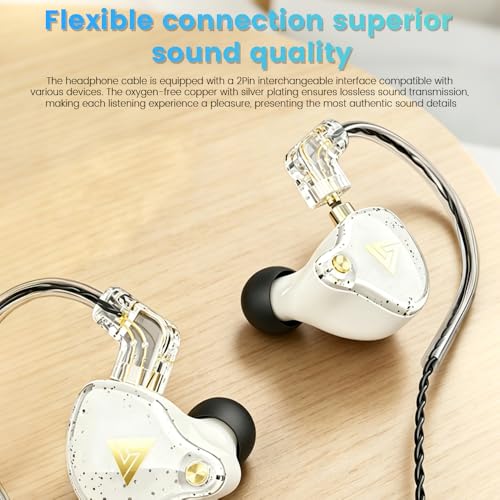 Wired Gaming Earbuds 2 Pack, AK6 PRO in Ear Monitors, Deep Bass Sound Wired Earbuds, HiFi in Ear Headphones with New 1DD 10mm Dynamic Driver, IEM for Music Gaming Video Calling (Black+White) - color: Black+White
