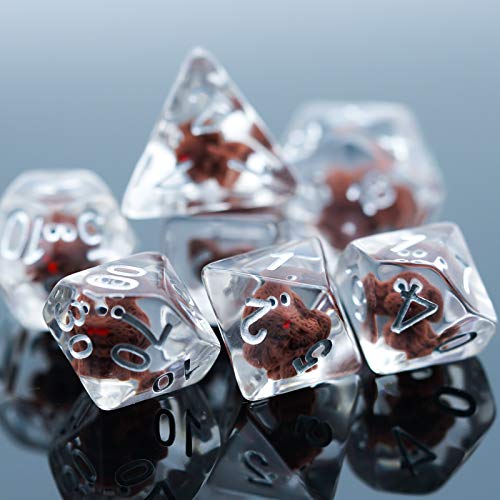 Cusdie 7-Die DND Dice, Polyhedral Dice Set Filled with Animal, for Role Playing Game D&D Dice (Tedy Dog) - color: Tedy Dog