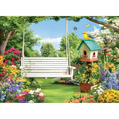 300 Piece Puzzles for Adults, Garden Swing 300 Piece Puzzle,Blooming Flower Paradise Jigsaw Puzzle, Perfect for Family Game Night, Home Wall Decor, Ideal Gift for Adults, Kids, Seniors, 20.5 x 15 in - style: Garden Swing