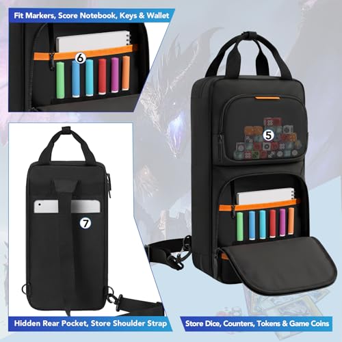 Playmat Tube Case for 2pcs L24’’x W14’’/L31’’x W15.5’’ Playmats, Gaming Mat Tube Organizer Bag with Card Pocket & Dice Holder & Shoulder Strap Fits for MTG, TCG, Trading Card Games, Travel