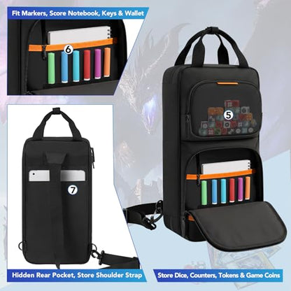 Playmat Tube Case for 2pcs L24’’x W14’’/L31’’x W15.5’’ Playmats, Gaming Mat Tube Organizer Bag with Card Pocket & Dice Holder & Shoulder Strap Fits for MTG, TCG, Trading Card Games, Travel