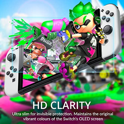 Orzly Glass Screen Protector for Nintendo Switch OLED 2024 Console Accessories (Pack of 4) - Tempered Glass Life time Edition - size: 7"