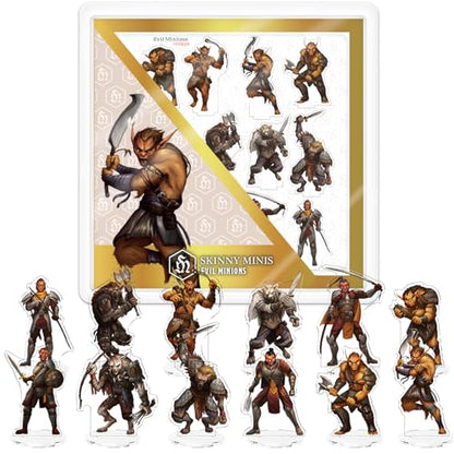 Skinny Minis Evil Minions Miniatures Set, 12 Medium Flat Minis for TTRPG