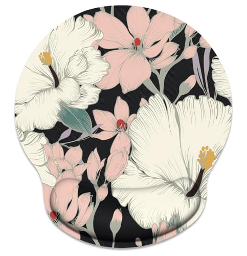Britimes Ergonomic Mouse Pad with Wrist Support Floral Leaf Retro Non-Slip Rubber Base Mousepad for Home Office Gaming Working Computers Laptop Easy Typing & Pain Relief - color: Floral Leaf Retro