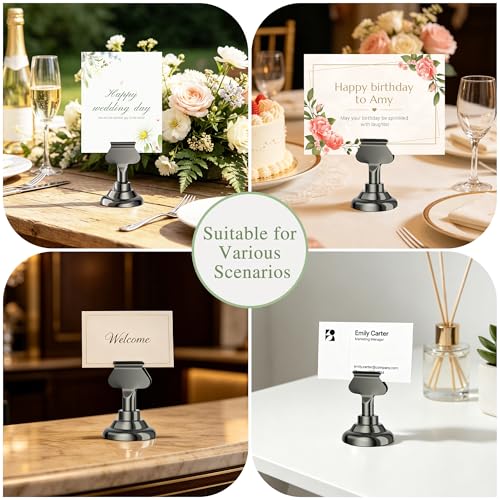 Urban Deco 16PK Table Number Holders Place Card Holders 1.7 Inch Table Card Holders Steel Card Holders for Photos, Food Signs, Memo Notes, Weddings, Restaurants, Birthdays(Nickel Black) - color: Nickel Black