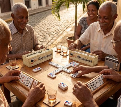 PRK 14 Dominican Republic Dominoes Double Six Novelty Set with Dominican Republic Flag Design - Ideal for Parties 1 Set med Size Domino