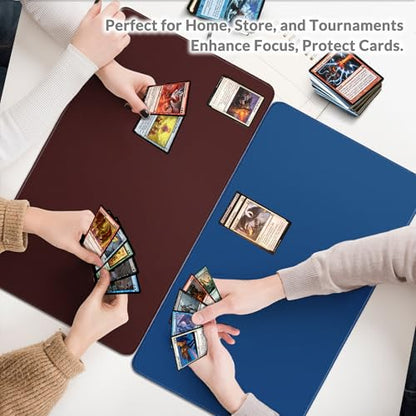FROGIGO Solid Color TCG Playmat with Carry Bag, 24 x 14 in, 3mm Thick Stitched-Edge Card Game Mat, Non-Slip Rubber Base, No-Logo Play Mat for Trading Card & Tabletop Games - Steel Blue - color: Steel Blue