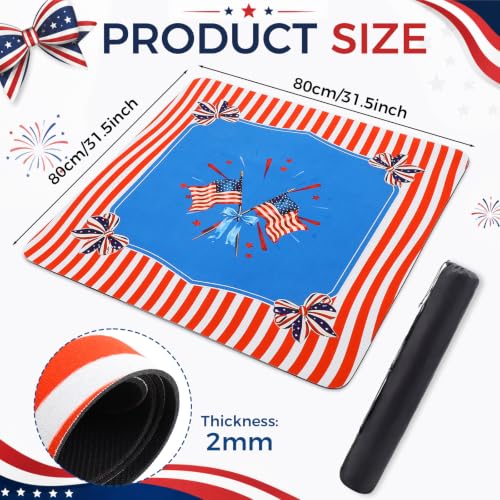 American Flag Mahjong Mat with Rules 31.5" x 31.5" Non-Slip Noise Reduction Gaming Mat with Carrying Bag American Mahjong Table Cover for Poker Board Card Games Dominoes - style: American Flag
