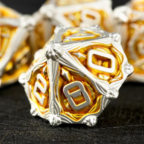 Surpass DND dice Set D&D dice Metal Role Playing Metal Polyhedral Dice for Dungeons and Dragons RPG dice Set MTG dice Dungeons and Dragons Gifts (Yellow) - color: Yellow