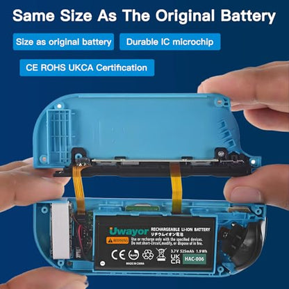 Joy Con Battery Replacement, 4 Pack HAC-006 Battery for Nintendo Switch HAC-015 HAC-016 Left & Right Joy-Con Controller, Joycon Replacement Batteries with Tools