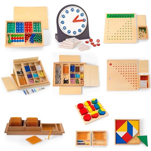 Premium Montessori Math Materials Kit 3| Complete 12-in-1 Curriculum Set for Kids 3-12 ,Stamp Game, Bead Boards, Snake Games, Clock , Homeschool & Classroom Materials ,12 kg/27lbs (Math Series Kit 3) - color: Math Series Kit 3
