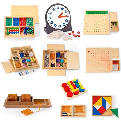 Premium Montessori Math Materials Kit 3| Complete 12-in-1 Curriculum Set for Kids 3-12 ,Stamp Game, Bead Boards, Snake Games, Clock , Homeschool & Classroom Materials ,12 kg/27lbs (Math Series Kit 3) - color: Math Series Kit 3
