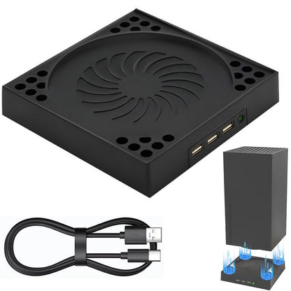 Cooling Fan for Xbox Series X，Desktop Cooling Stand Built-in 2 Turbo Fans with Adjustable air Speed 3 USB Ports USB-C Cable Included
