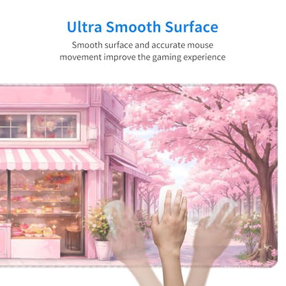 Dessert House Gaming Mouse Pad Extended Large Mouse Mat 31.5 X 11.8 Inch Nonslip Rubber Base Long Desk Pad Stitched Edges Mousepad Mice Pad for Office Home Game - color: Dessert House