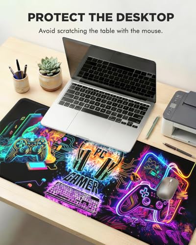 Mouse Pad, Desk Mat, 31.5x11.8in Large Mousepad, Gamer | Desk Pad with Stitched Edge & Rubber Non-Slip Bottom, Gaming Mouse Pad, Extended Mousepad for Home, Office - color: Gamer