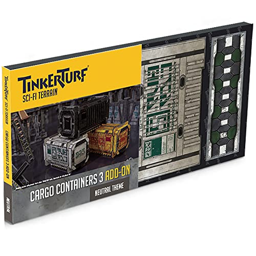 TinkerTurf Sci-Fi Terrain: Cargo Containers 3 Add-On, 3 Containers Included, Neutral Theme, Modeular Design, Easy Storage, Virtually Limitless Setups - style: Series 3 -Neutral