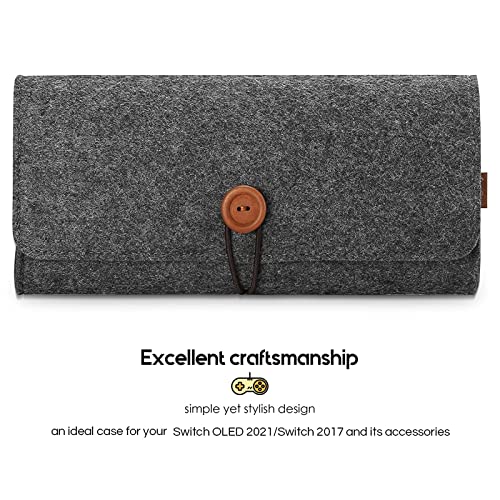 ProCase Carrying Case for Nintendo Switch OLED/Switch, Travel Pouch - Grey | Slim Felt Travel Pouch with 5 Game Card Slots, Soft Lining and Elastic Closure for Nintendo Switch OLED 2021 and Switch 2017