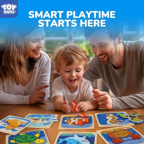 TOY Life Toddler Puzzles Ages 2-4, Wooden Puzzles for Toddlers 1-3, 7 Pcs Sea Animals Puzzle 2 Year Old, Montessori Toddler Boys Girls Toys 2-3, Educational Gift Learning Toys for 2 Year Old - style: Sea Animals