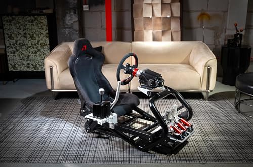 azracing SV-R Professional Modular Racing Simulator Cockpit | Fully Adjustable | Direct Drive Support,Compatible with Thrustmaster, Fanatec, Moza on PC, Xbox and PS,Includes Expansion Bracket - color: Red