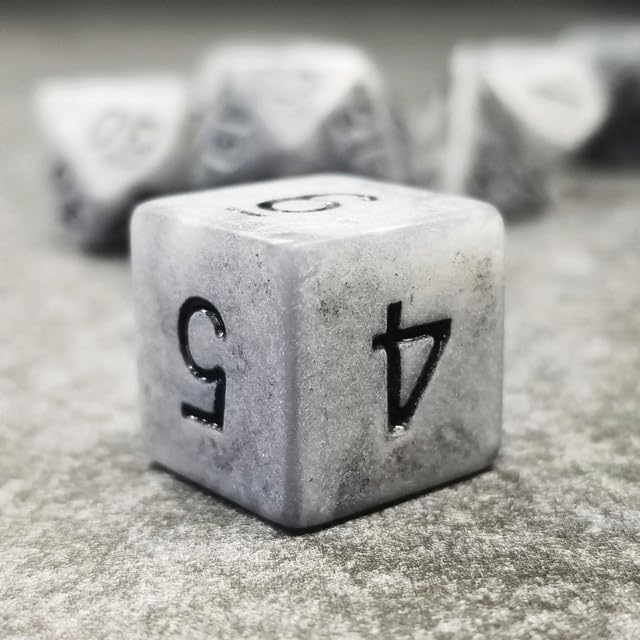 Sage’s Portal Stones DND Dice Set Acrylic Opaque 7-PC Polyhedral DND Dice Set for Dungeons and Dragons D&D Sage’s Cantrips RPG Tabletop TTRPG (Ancient Silver Stone) - color: Ancient Silver Stone
