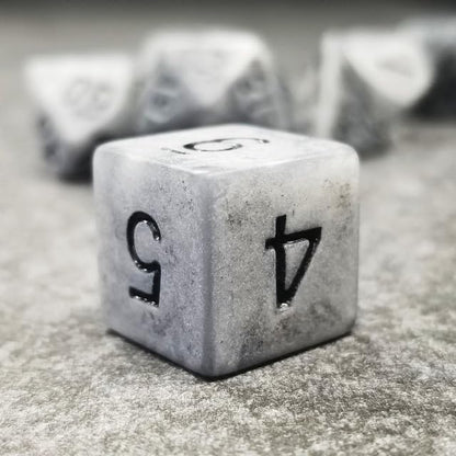 Sage’s Portal Stones DND Dice Set Acrylic Opaque 7-PC Polyhedral DND Dice Set for Dungeons and Dragons D&D Sage’s Cantrips RPG Tabletop TTRPG (Ancient Silver Stone) - color: Ancient Silver Stone
