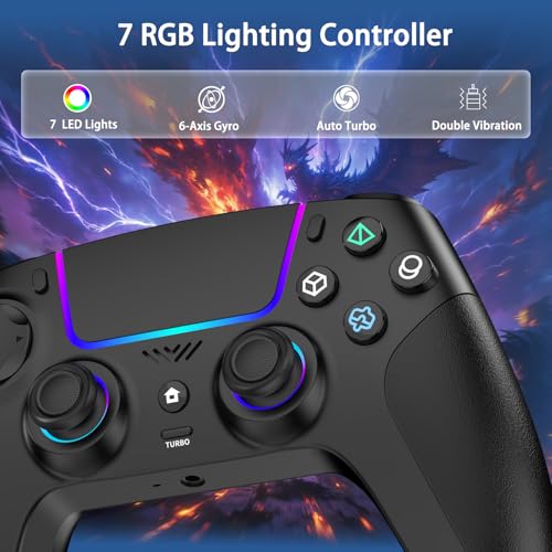 VidPPluing Wireless Controller Compatible with PS5/Android/IOS/MAC/Steam Deck, Gamepad with LED Lighting/Hall Effect Trigger/Turbo/Macro/Dual Vibration/3.5mm Headset Jack/1500 mAh Battery | Gamepad with LED Light/Hall Effect Joysticks/Turbo/Macro/Dual Vib