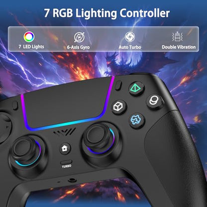 VidPPluing Wireless Controller Compatible with PS5/Android/IOS/MAC/Steam Deck, Gamepad with LED Lighting/Hall Effect Trigger/Turbo/Macro/Dual Vibration/3.5mm Headset Jack/1500 mAh Battery | Gamepad with LED Light/Hall Effect Joysticks/Turbo/Macro/Dual Vib
