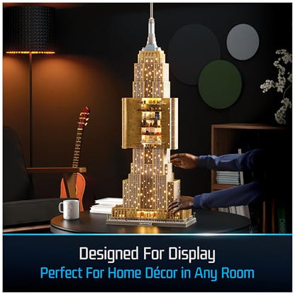 4D Build Empire State Building Replica 3D Puzzle Model Kit for Adults | 479 Premium EPS Foam Pieces, No Glue or Tools Required, Home Decor Collectible Figure for Display, Screen-Free Hobby Ages 12+