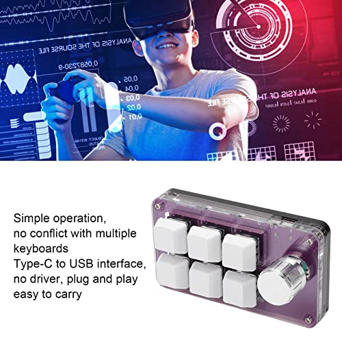 Cuifati 6 Keys Mini Keypad, One Hand Mechinical Gaming Keyboard, with 6 Fully Programmable Keys, for, for Vista, for, for Macos