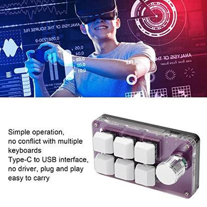 Cuifati 6 Keys Mini Keypad, One Hand Mechinical Gaming Keyboard, with 6 Fully Programmable Keys, for, for Vista, for, for Macos