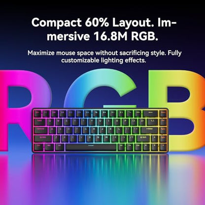 DIERYA DK68-C 60% Gaming HE Keyboard, Magnetic Switch Hot Swappable, Rapid Trigger, Adjustable Actuation, 8000Hz Polling Rate, RGB Backlit, Compact 68 Keys for Windows PC, Wired, Black