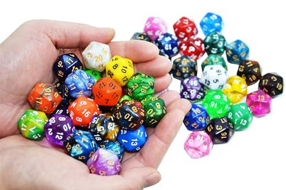 SmartDealsPro 50-Pack D20 20 Sided Dice Polyhedral Dice with Pouch for DND RPG MTG Table Game (D20, Mix Color) - color: Mix Color, style: D20
